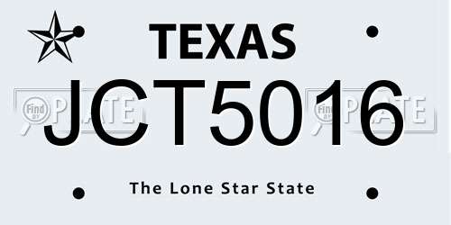 JCT5016 Texas License Plate