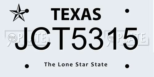 JCT5315 Texas License Plate