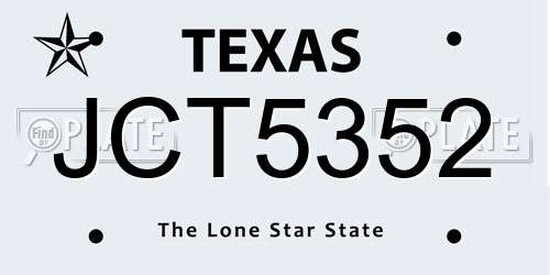 JCT5352 Texas License Plate