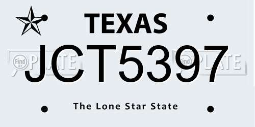 JCT5397 Texas License Plate