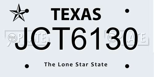 JCT6130 Texas License Plate