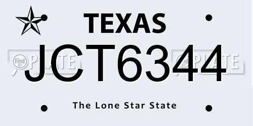 JCT6344 Texas License Plate