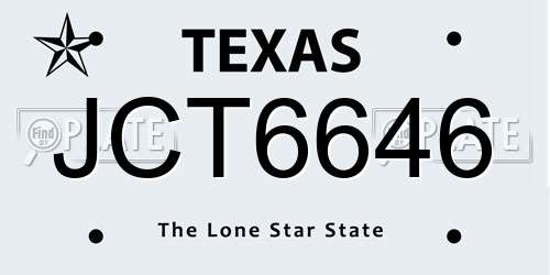 JCT6646 Texas License Plate