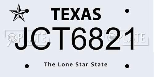 JCT6821 Texas License Plate