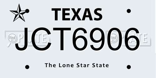 JCT6906 Texas License Plate