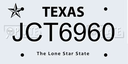 JCT6960 Texas License Plate