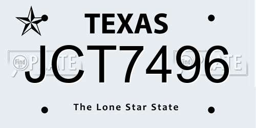 JCT7496 Texas License Plate