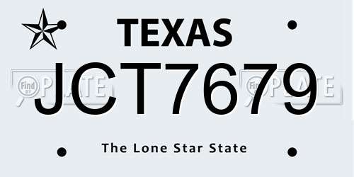 JCT7679 Texas License Plate