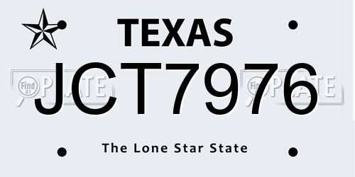 JCT7976 Texas License Plate