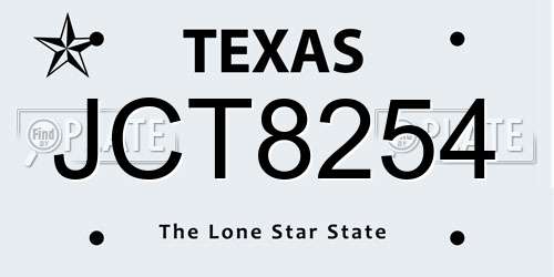 JCT8254 Texas License Plate