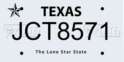 JCT8571 Texas License Plate