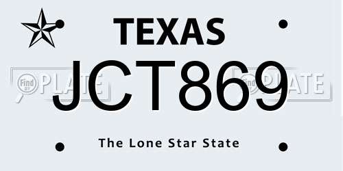 JCT869 Texas License Plate