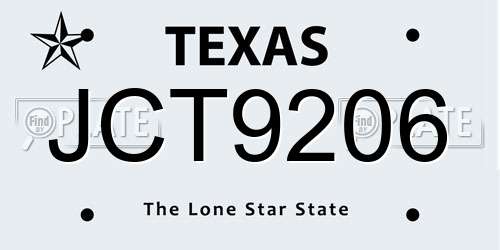 JCT9206 Texas License Plate