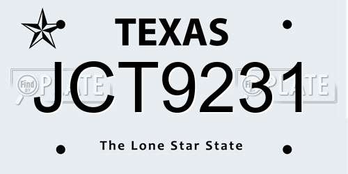 JCT9231 Texas License Plate