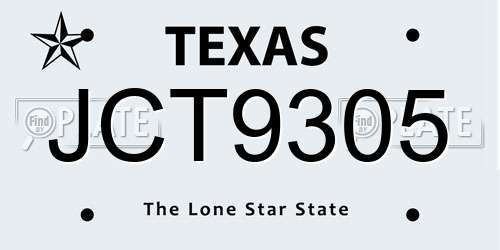 JCT9305 Texas License Plate