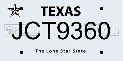 JCT9360 Texas License Plate