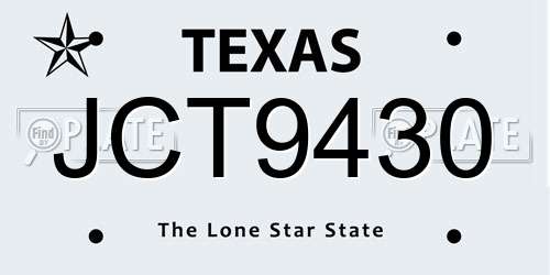 JCT9430 Texas License Plate
