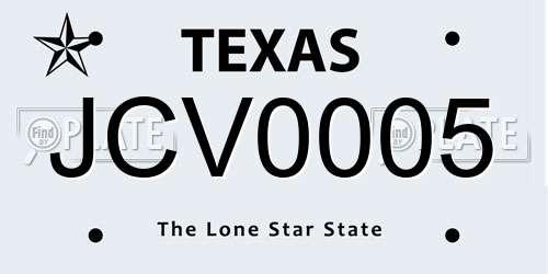 JCV0005 Texas License Plate