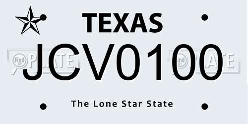 JCV0100 Texas License Plate