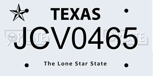 JCV0465 Texas License Plate