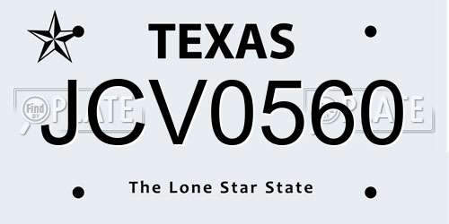 JCV0560 Texas License Plate