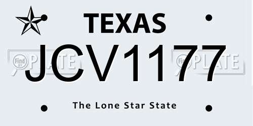 JCV1177 Texas License Plate