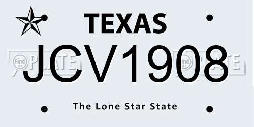 JCV1908 Texas License Plate