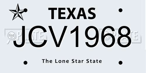 JCV1968 Texas License Plate