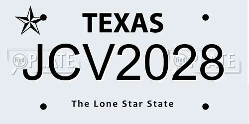 JCV2028 Texas License Plate