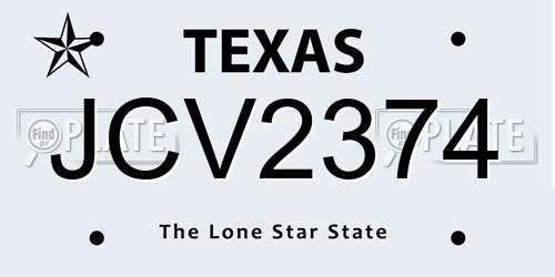 JCV2374 Texas License Plate