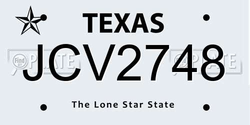 JCV2748 Texas License Plate
