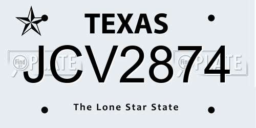 JCV2874 Texas License Plate