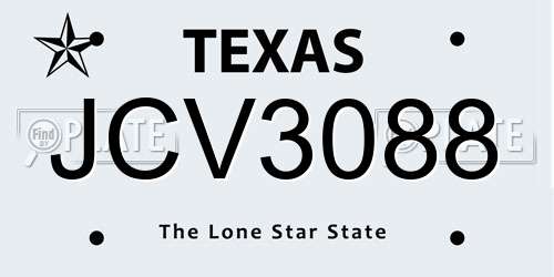 JCV3088 Texas License Plate