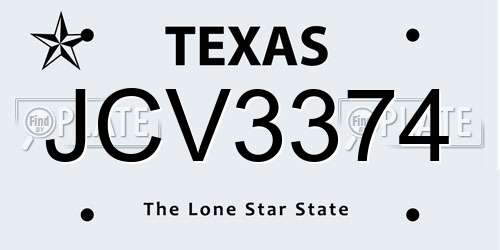 JCV3374 Texas License Plate
