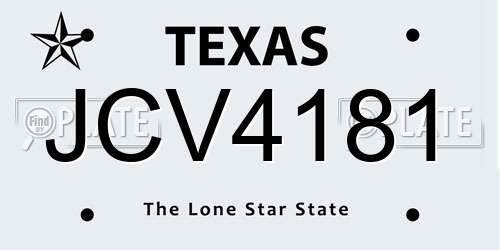 JCV4181 Texas License Plate