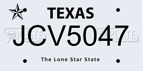JCV5047 Texas License Plate