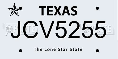 JCV5255 Texas License Plate
