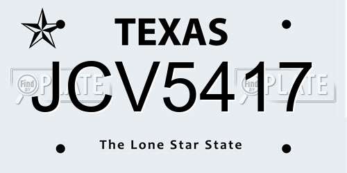 JCV5417 Texas License Plate