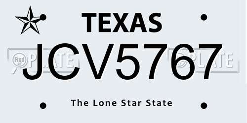 JCV5767 Texas License Plate