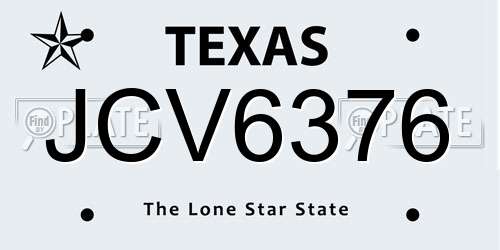 JCV6376 Texas License Plate