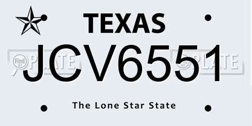 JCV6551 Texas License Plate
