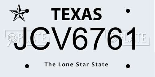 JCV6761 Texas License Plate