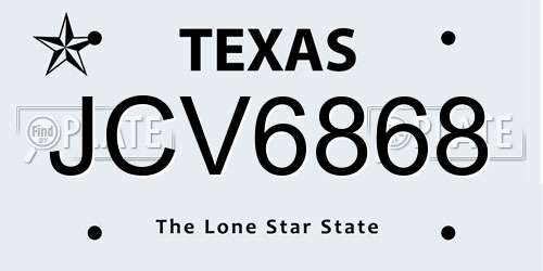 JCV6868 Texas License Plate