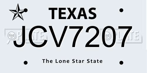 JCV7207 Texas License Plate