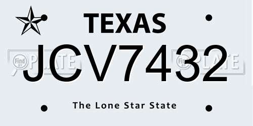 JCV7432 Texas License Plate