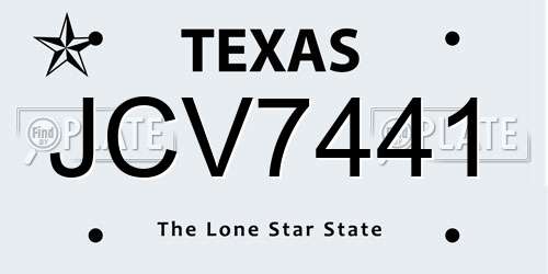JCV7441 Texas License Plate