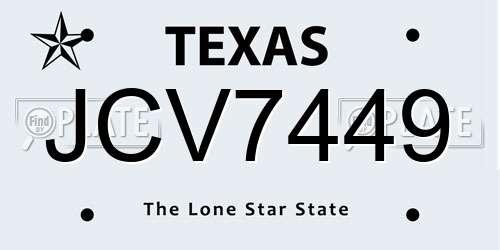 JCV7449 Texas License Plate