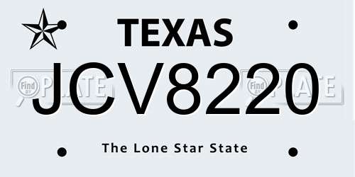 JCV8220 Texas License Plate