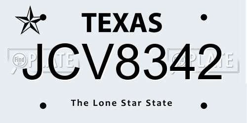 JCV8342 Texas License Plate