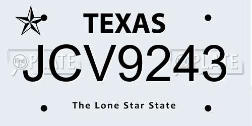 JCV9243 Texas License Plate